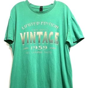 Men's Limited Edition 1959 Vintage Graphic Logo Green and Yellow T-shirt Sz XL